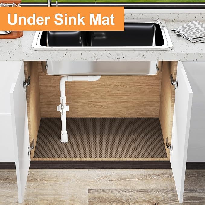FLPMIX Clear Shelf Liners for Cabinets: 24" Wide Waterproof Under Sink Mat Translucent Grey - Non-Adhesive Easy to Cut Large Kitchen Drawer Liner for Pantry Bathroom 24" x 300" - Image 2