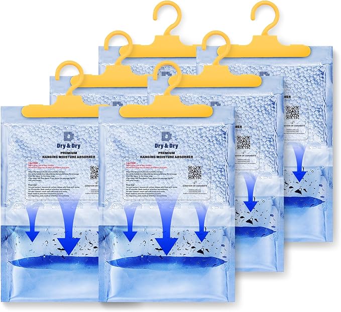 Dry & Dry 6 Packs [Net 7 Oz/Pack] Moisture Absorbers Dehumidifiers for Home Dehumidifier for Basement for Bedroom Small Dehumidifiers - Moisture Absorbers by DryDry