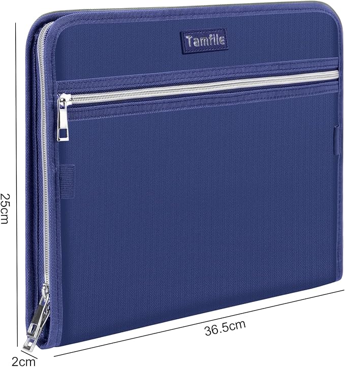 Fireproof Safe Accordion File Organizer Bag Folder,Waterproof Expanding Filing Folder with 14 Pockets, A4 Letter Size, Document Organizer Holder and Color Labels /2 Zipper, Navy Blue 14.3" x 9.8" - Image 5
