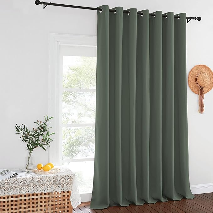NICETOWN Room Darkening Curtain for Sliding Glass Door, Grommet Energy Saving Sound Reducing Room Divider Drape Thermal Insulated for Living Room/Garage, Dark Mallard, W100 x L120, 1 Piece - Image 2