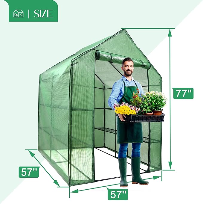 ZENY Mini Walk-in Greenhouse, Portable Warm House for Plants Flower Seedling Growing, Indoor Outdoor Green House 4.7x4.7x6.4 FT - Image 2