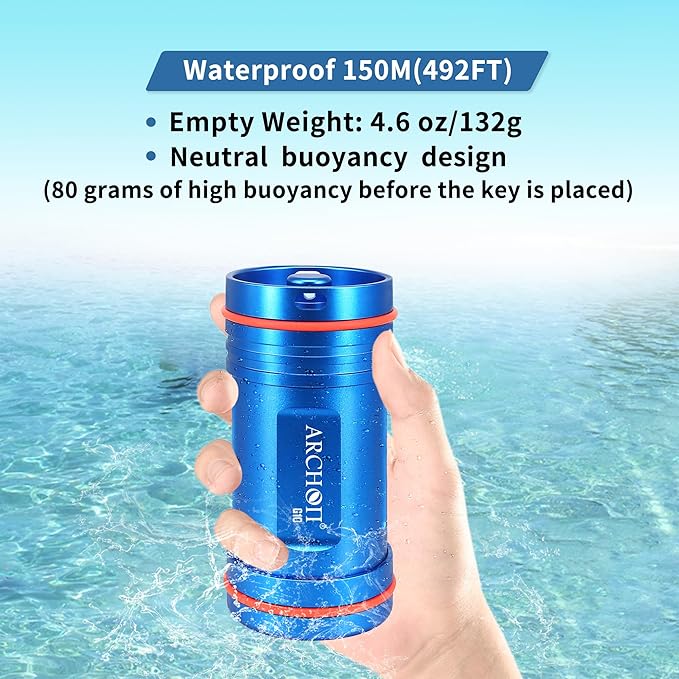 ARCHON Aluminum Alloy Waterproof Car Key Holder FOB Case, Keychain Dry Storage Box for Swimming,Diving Essential, Small Bag Kit for Boating - Image 3