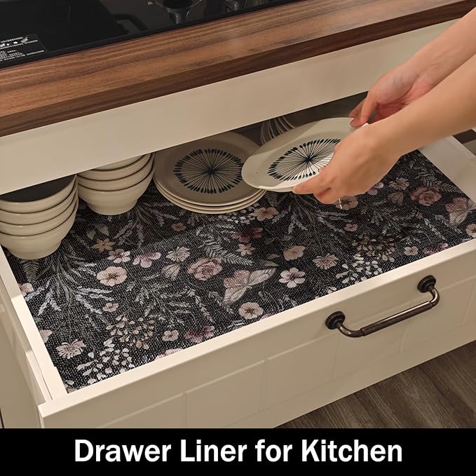16IN x 10FT Butterfly Shelf and Drawer Liner for Kitchen Cabinets, Non-Adhesive and Strong Non-Slip Floral Shelf Cabinet Drawer Liners for Kitchen, Waterproof Cupboard Liners,Easy to Clean - Image 3