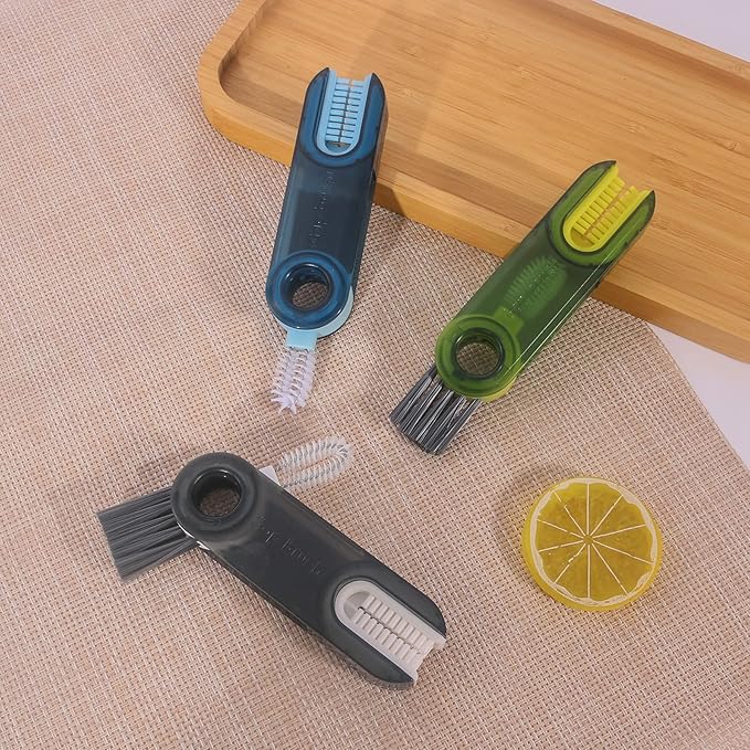 3 in 1 Cup Lid Gap Cleaning Brush Set, Multifunctional Insulation Bottle Cleaning Tools, Mutipurpose Tiny Silicone Cup Holder Cleaner, Home Kitchen Cleaning Tools (3Pcs Blue) - Image 5