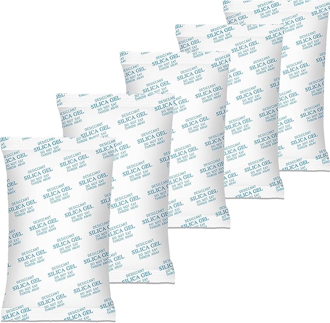 Silica Gel Packets - 35 Packs of 50 Grams, Food Safe Moisture Absorbers, Reusable Desiccant for Storage, Closet, Shoe Cabinet & More by QKOQKO