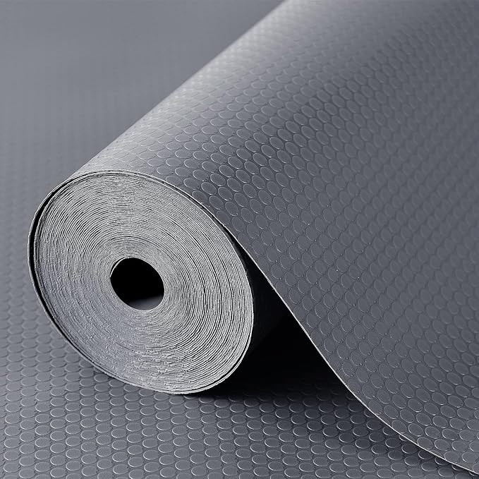 Shelf Liners for Kitchen Cabinets Non Adhesive Drawer Liner for Bathroom Waterproof Refrigerator Liners for Shelves Fridge Plastic Mats Cabinet Cupboard Liner Gray 2 Rolls 11.8 x 236.2 Inches by StaHom