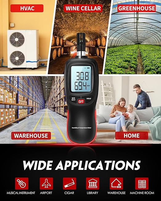 WT83 Temperature Humidity Meter, High Precision Thermometer Hygrometer with Ambient Dew Point Wet Bulb Temperature Indoor Outdoor, Max/Min Data Hold, 1000 Sets Data Log, Batteries Included - Image 6