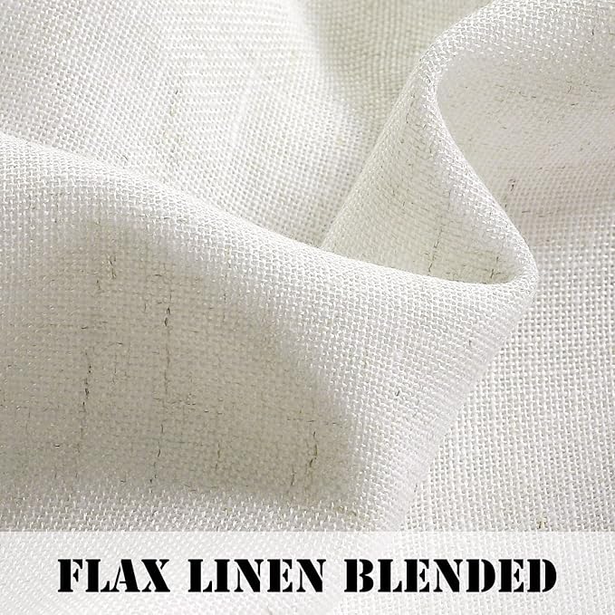 H.VERSAILTEX Natural Linen Curtains 108 Inches Long for Living Room 2 Panels Rod Pocket Draperies Soft Cotton Textured Semi Sheer Linen Curtains for Large Window Vertical 9 FT Tall, Heathered Natural - Image 3