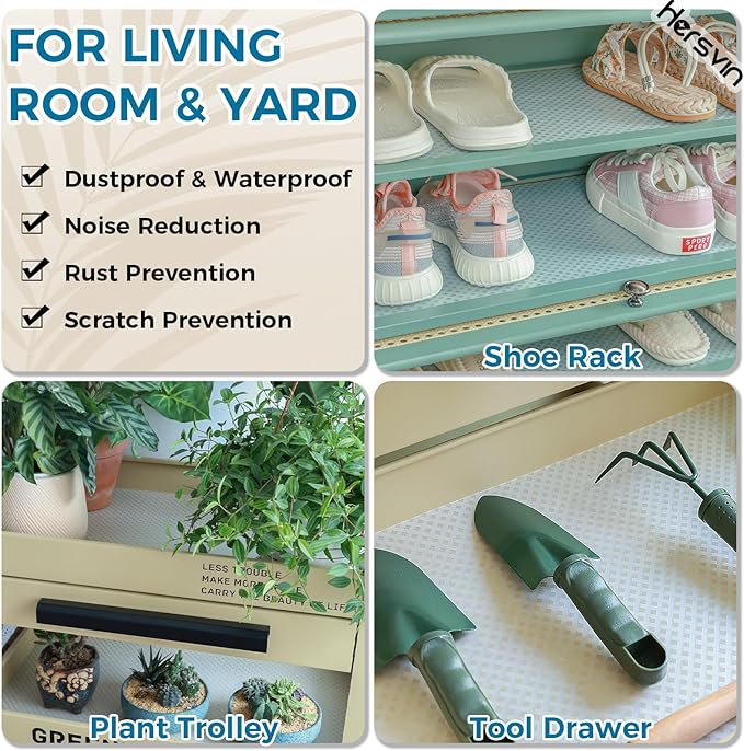 Hersvin Shelf Liners 10 in x 20 ft EVA Drawer Mats, Non-Adhesive Cupboard Protector, Kitchen Cabinet Lining Fridge Liner (Clear Crossed Stripe, 25.4x610cm) - Image 9