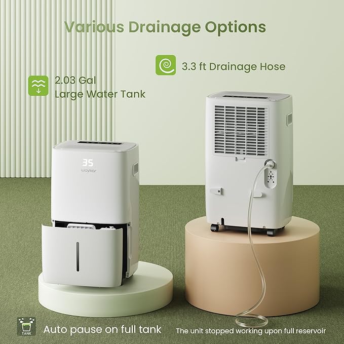 Waykar 130 Pints 6,500 Sq. Ft Dehumidifier with Drain Hose for Commercial and Industrial Large Rooms, Warehouses, Storages, Home, Basements and Bedroom with 2.04 Gal Water Tank - Image 3