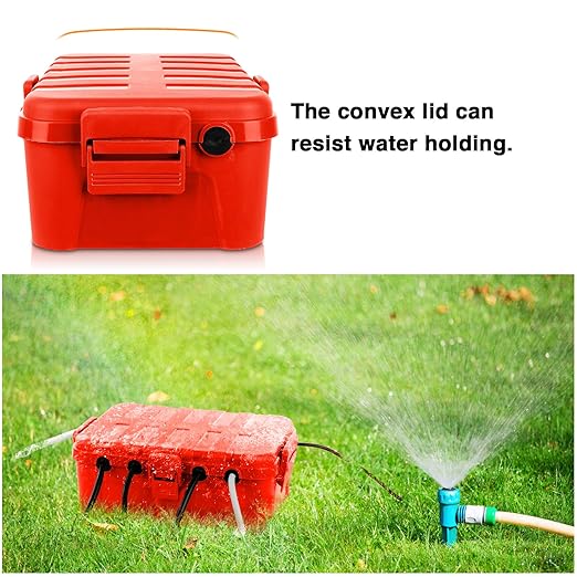 Flemoon Large Outdoor Electrical Box (12.5 x 8.5 x 5 inch), IP54 Waterproof Outdoor Extension Cord Cover Weatherproof, Protect Outlet, Plug, Socket, Timer, Power Strip, Holiday Light Decoration, Red - Image 6