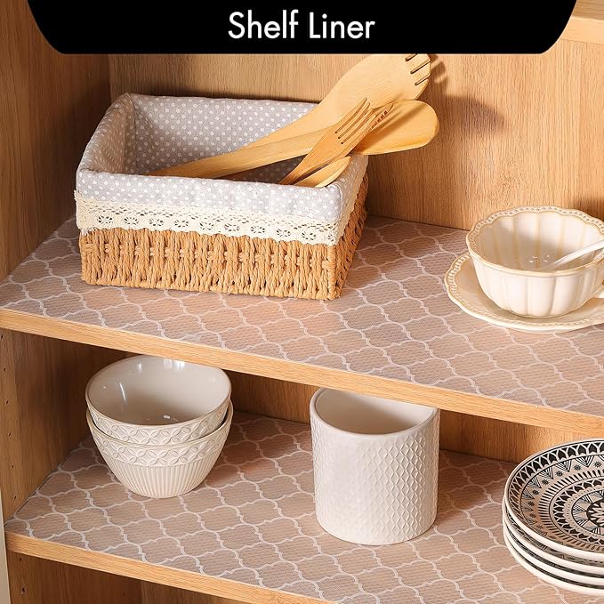 Cooyes Shelf and Drawer Liners for Kitchen Cabinets, Non Adhesive Cabinet Liner, EVA Waterproof Durable Non-Slip Drawer Mats for Shelves, Fridge, Storage, Kitchen Cupboards – Modern Pattern - Image 4