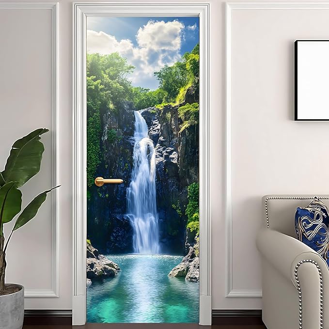 3D Door Stickers, Peel and Stick Vinyl Wallpaper, Self-Adhesive Mural Door Cover for Home Decor 30.3" W x 78.7" H - Image 2