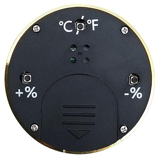 Prestige Import Group Round 2" Digital Hygrometer Thermometer for Cigar Humidors - Gold - 1 Piece - Image 4