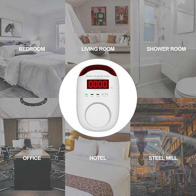 Koabbit Carbon Monoxide Detector - Plug in CO Level Monitor Alarm with Digital Display Sound & Light Warning for Home/Apartments/Hotel,Accurate & Easy to Install (White) - Image 4