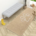 OLANLY Dog Door Mat for Muddy Paws 59x24, Paw Print Design, Absorbs Moisture and Dirt, Absorbent Non-Slip Washable Doormat, Quick Dry Chenille Mud Mat for Dogs, Entry Indoor Entryway Carpet, Beige by OLANLY