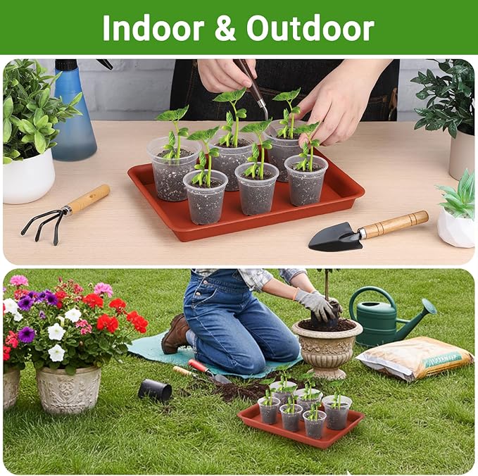 GREANER 11 Inch Red Plant Saucer, 3 Packs Plastic Plant Trays for Pots, Plant Water Catcher Tray for Indoors Outdoor, Flower Planter - Image 7