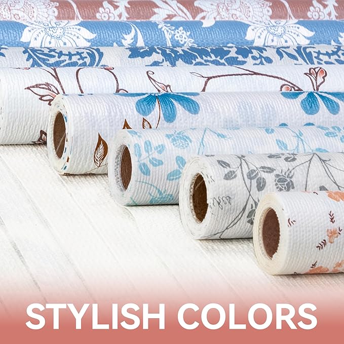 RAY STAR Shelf Liner, Non Adhesive Wisteria Blue Floral Kitchen Cabinet Liner for Pantry Drawer, Strong Grip Non Slip Waterproof, Shelf Liners for Kitchen Cabinets Cupboard 12 Inch x 10 FT (5 Rolls) - Image 9