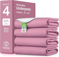 IMPROVIA® Washable Underpads, Heavy Absorbency Reusable Incontinence Pads for Kids, Adults, Elderly, and Pets, Waterproof Protection Floor (Pink and White, 34" x 36" - Pack of 4) by IMPROVIA
