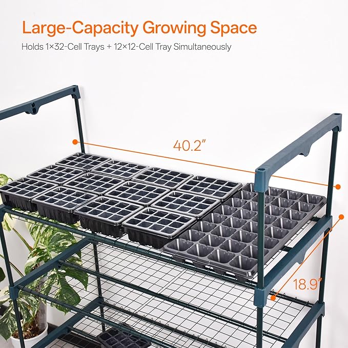 Bstrip Indoor Greenhouse with Grow Light, 5-Tier Large Green House, 5Pcs Grow Lights for Seed Starting with Timer, PVC Tent with Airflow Windows, Indoor Greenhouse Cabinet 40.2x18.9x74.8in - Image 5