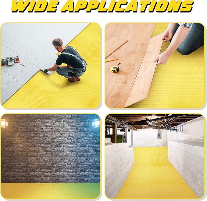 Nuanchu 1/8" Thick 161.44 Sq. ft. Uncoupling Membrane for Tile, Dimple Drainage Matting, Moisture Barrier Foundation Wrap Floor Underlayment Sub Floor Waterproof for Bathroom Shower Kitchen Basement - Image 6