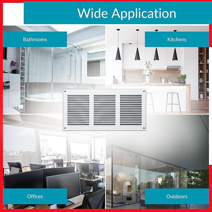 10x2 Vent Cover (Duct Opening) - White HVAC Return Air Grille for Wall and Ceiling - Metal AC Vent Cover with Mesh - Rectangular Ventilation Register - External Dimensions: 11.81" W x 3.94" H - Image 7