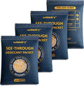 wisedry 4 x 500 Gram See-Through Silica Gel Packets, Color-Indicating Desiccant Packs for Storage, Reusable Safe Dehumidifier, Heat Resistant Dehumidifier Bags by wisedry