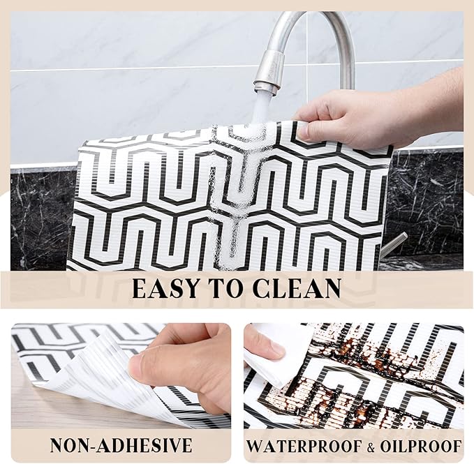 Glotoch Shelf Liner 17.5" x30 ft- Non Adhesive Refrigerator, Kitchen, Drawer Liners, Waterproof and Durable Fridge Table Place Mats for Cupboard, Cabinet, Drawer Liner，White Labyrinth - Image 3