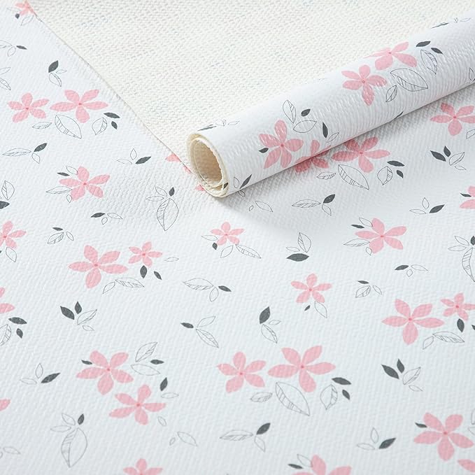 2 Rolls 18" W x 96" L Floral Drawer and Shelf Liner for Cabinets, Non-Adhesive Strong Grip Non-Slip Flower Shelf Cabinet Kitchen Shelf Liners for Kitchen Cabinets by DwellAid