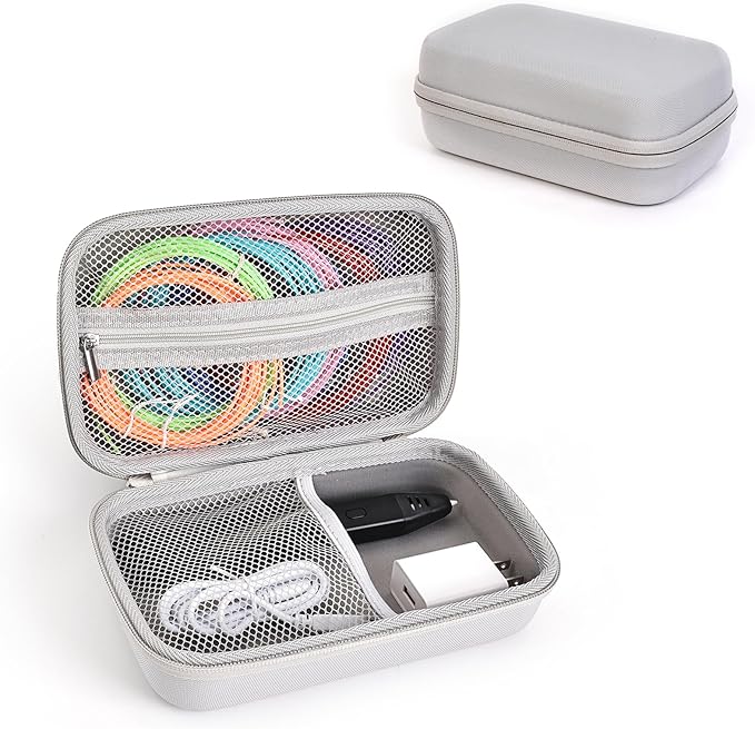 Case Compatible with 3Doodler Start+ Essentials for 3D Pen Set for Kids, Carrying Holder Fit for Printing Pens, Storage Organizer for Printing Filament Refill, Micro-USB Charger (3D-04B-Grey) by TATAVR