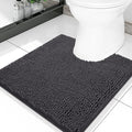 Smiry Luxury Chenille Toilet Rugs U-Shaped 20x20, Soft Absorbent Non-Slip Contour Bathroom Rugs for Toilet, Machine Washable Contoured Bath Mats, Charcoal Grey by Smiry