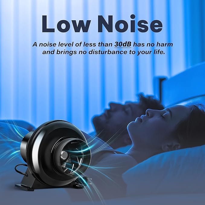 iPower 4 Inch 195 CFM Inline Duct Grow Tent Air Vent Exhaust Booster Blower for Hydroponic Ventilation Circulation, Attic, HVAC, Basements or Kitchens, Low Noise, 4'' Fan Quiet, New, Black - Image 6
