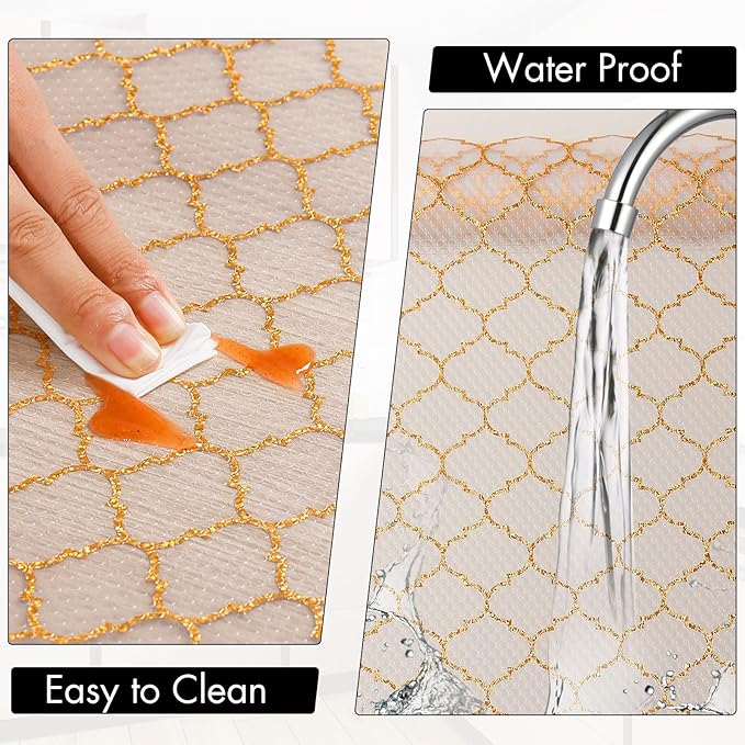 Cooyes Shelf Liner, Non Adhesive Drawer and Cabinet Liner, EVA Washable Oil-Proof Shelf Paper for Kitchen Cabinets, Refrigerator, Storage, Desks with Modern Pattern - Image 5