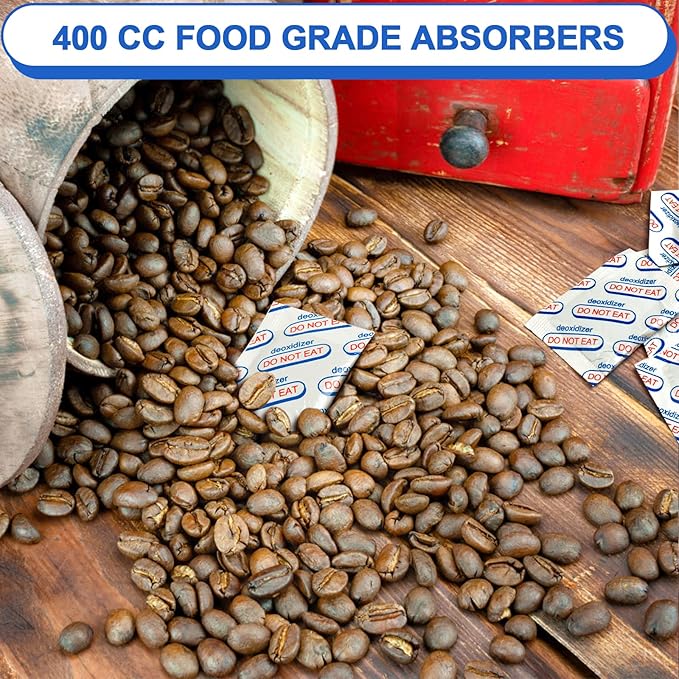 400cc Oxygen Absorbers for Food Storage - 100 Count (20x Packs of 5) - for Long Term Food Storage & Survival, Mylar Bags, Canning, Harvest Right Freeze Dryer, Dehydrated, and Preserved Foods - Image 6