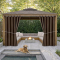 Water Proof Outside Curtains with Grommet Top for Porch, Thermal Insulated Washable Light Block Outdoor Divider Drapes for Patio Gazebo Deck Pool Area Pergola Cabana (W84 x L95, Brown, 2 Panels) by DivaenCamino