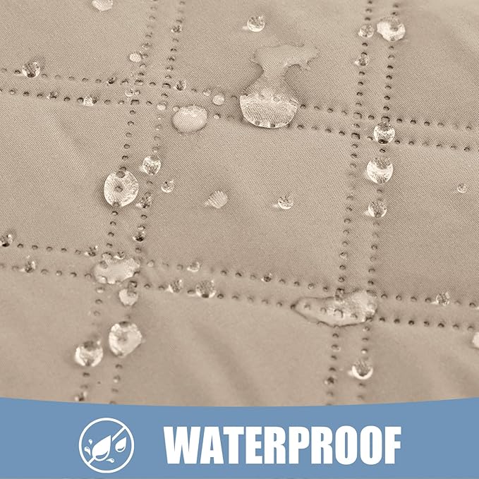 Smiry Waterproof Dog Bed Cover Pet Blanket, Soft Washable Dog Blanket for Furniture Bed Couch Sofa Reversible, Checkered (40"x90", Taupe/Beige) - Image 2