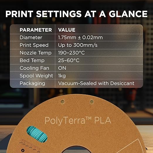 Polymaker Matte PLA Filament Arctic Teal 1.75mm 1kg 3D Printing Filament, PolyTerra 3D Printer PLA Filament - Image 6