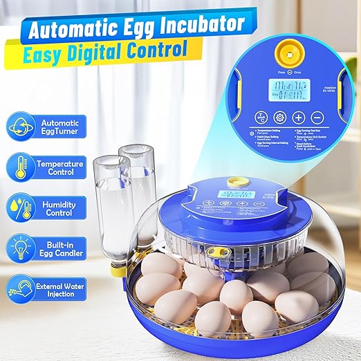 Incubator for Hatching 18 Eggs - Automatic Turning Smart Temp Humidity Control with Alarm, 360° Clear View Candler Function for Chicken Duck Quail Goose Poultry (Dual Trays) - Image 2