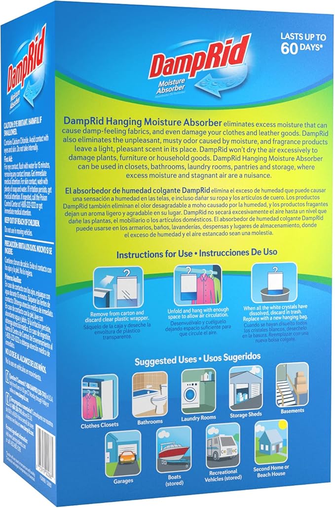 DampRid Hanging Bag, Moisture Absorber, Pack of 3 (16 oz. ea.), 3 Pack, Blue - Image 4