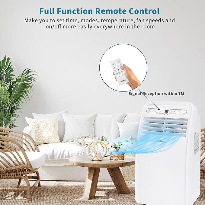 Uhome 8000 BTU Portable Air Conditioner, with Cooling, Dehumidifier, Fan, Remote Control and Window Mount Kit Included, White, 24H Timer - Image 4