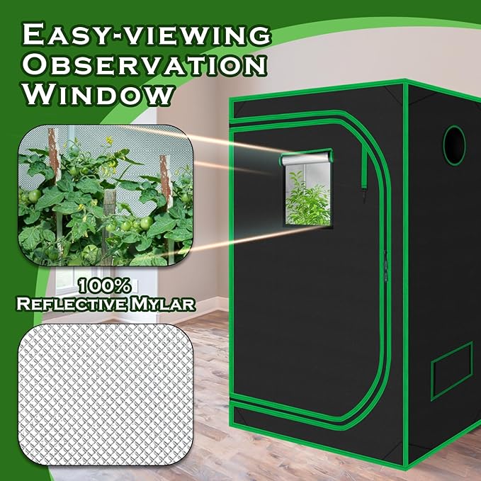 60"x60"x78" 600D Mylar Hydroponic Growing Tents for Plants Inside Reflective Grow Tent Growing Room Hydroponic System 5x5 Grow Tent - Image 4
