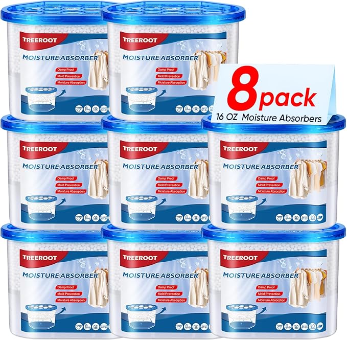 8 Pack Moisture Absorbers, 16 OZ Humidity Absorber Bucket, Moisture Absorbers for Closet, Dehumidifier Bucket for Wardrobes, Kitchens and Bathrooms, Fragrance Free Humidity Absorber by Unknown