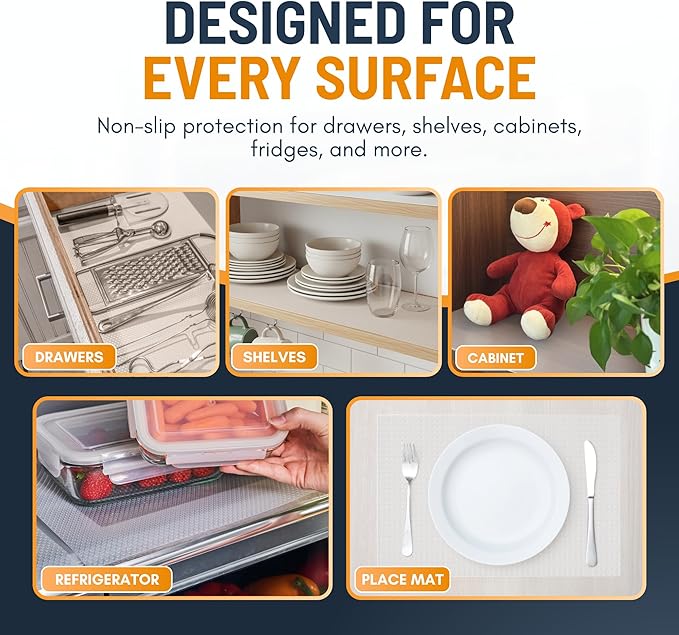 Shelf Liner Drawer Liner for Kitchen Cabinets Non-Adhesive by Linda’s Essentials (17.7 x 120 Inches) - Non-Slip Easy Clean Kitchen Cabinet and Cupboard Protector, Waterproof Mat, Clear Roll - Image 7