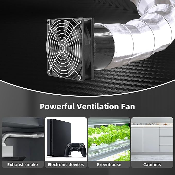120mm 12V Axial Exhaust Duct Fan with 4" Flange Adapter Variable Speed Controller Moisture-Proof for 3D Printer Enclosure Laser Engraver Soldering Fume Extractor Grow Tents & Workshop Ventilation - Image 5