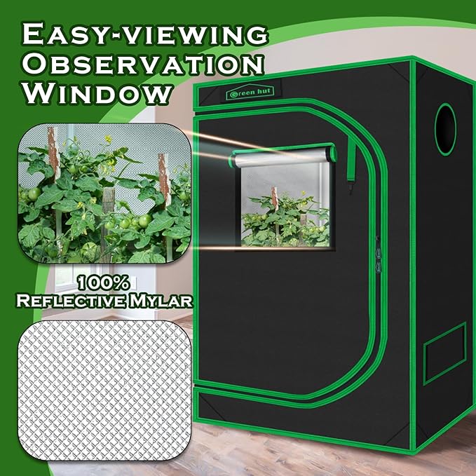 Indoor Grow Tent 48"x24"x60" 600D Mylar Hydroponic for Indoor Plant Tent with Observation Window and Removable Floor Tray 4x2 - Image 4