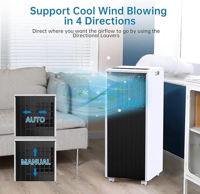 2024 New Upate 8000BTU Portable Air Conditioner, Portable AC Unit with Built-in Cool,Dehumidifier, Fan, Cools up to 350 Sq.Ft, Auto, Sleep Modes, Remote Control & Window Kit Included, 24H Timer - Image 6