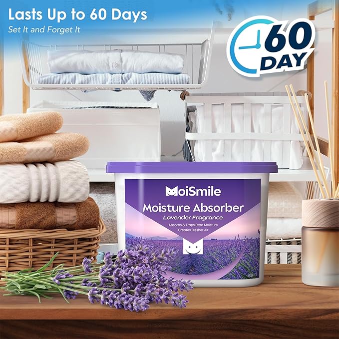 Moisture Absorbers 6 Packs, 10.8OZ Lavender Vanilla Efficient Humidity Absorber ＆ Odor Eliminator Boxes, Refillable Car Dehumidifier for Closet, Bathroom, Basement＆ RV - Image 4