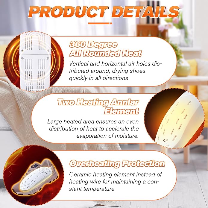 Shoe Dryers Portable, Boot Dryer, Telescopic Electric Shoe Warmer Machine for Sneaker Socks Gloves - Image 2