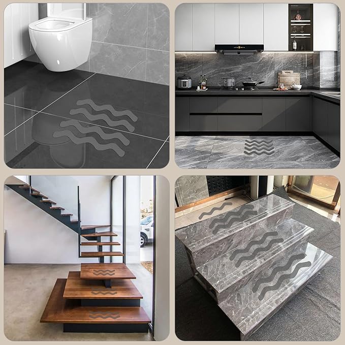 24 PCS Anti Slip Shower Stickers, Safety Bathtub Non Slip Strips, Adhesive Decals Anti Skid Tape with Scraper for Tub, Shower, Floor, Stairs, Steps - Image 6