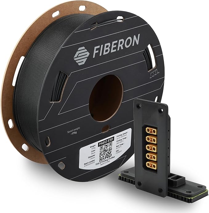 Polymaker Fiberon PA612-ESD 3D Printer Filament 1.75mm 0.5kg, ESD-Safe Carbon Fiber Nylon, Heat Resistant to 150°C, Chemical Resistant, Industrial Grade Strength, PCB Fixtures, Electronics Housings by Polymaker